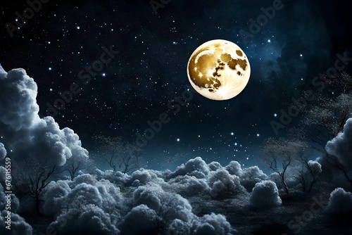Beautiful night with moonlit  photo