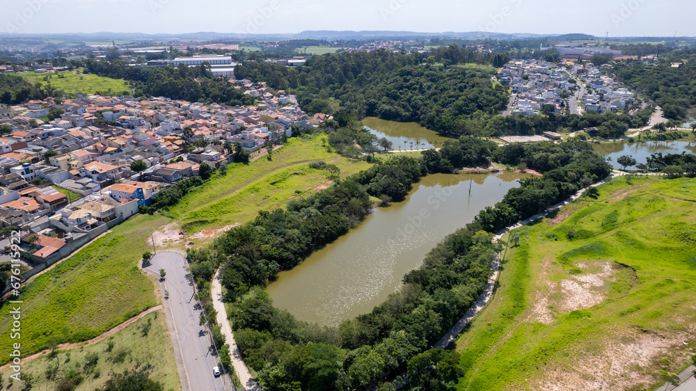 Aerial view of Engordadouro Park in the city of Jundiai, Sao Paulo, Brazil.