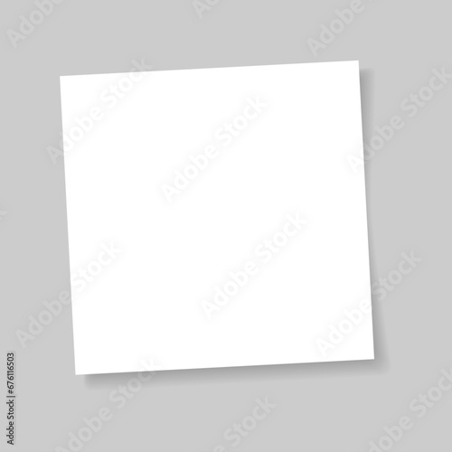 Post note paper sheet isolated on gray background. Vector white office memo template. Message on note paper. Reminder sticky note. Template for your projects. Vector illustration.