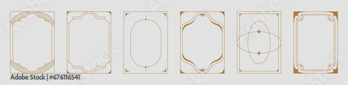 Vector set of design elements and illustrations in simple linear style - boho arch logo design elements and frames for social media stories and posts