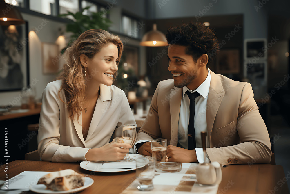 Hombre y mujer trabajando juntos con un portatil