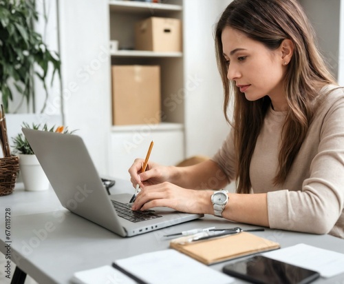 woman writing orders from online shop to deliver
