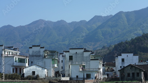 The beautiful countryside view with the old village and mountains on the south of the China © Bo