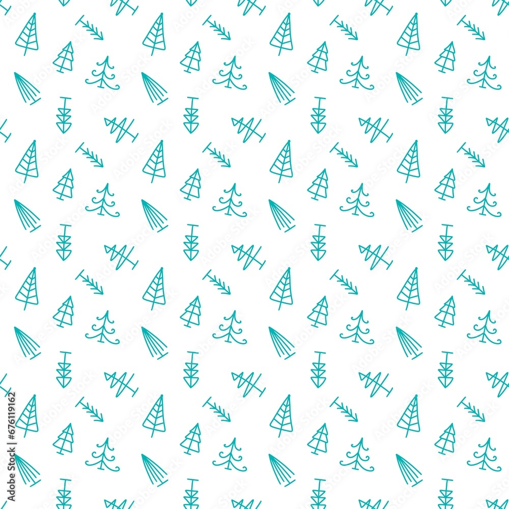 Christmas tree seamless pattern for wrapping paper and fabrics and linens and kids clothes print