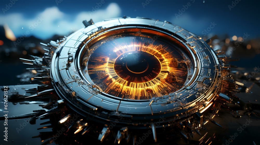 Fototapeta premium Cybernetic eye future technology tracking