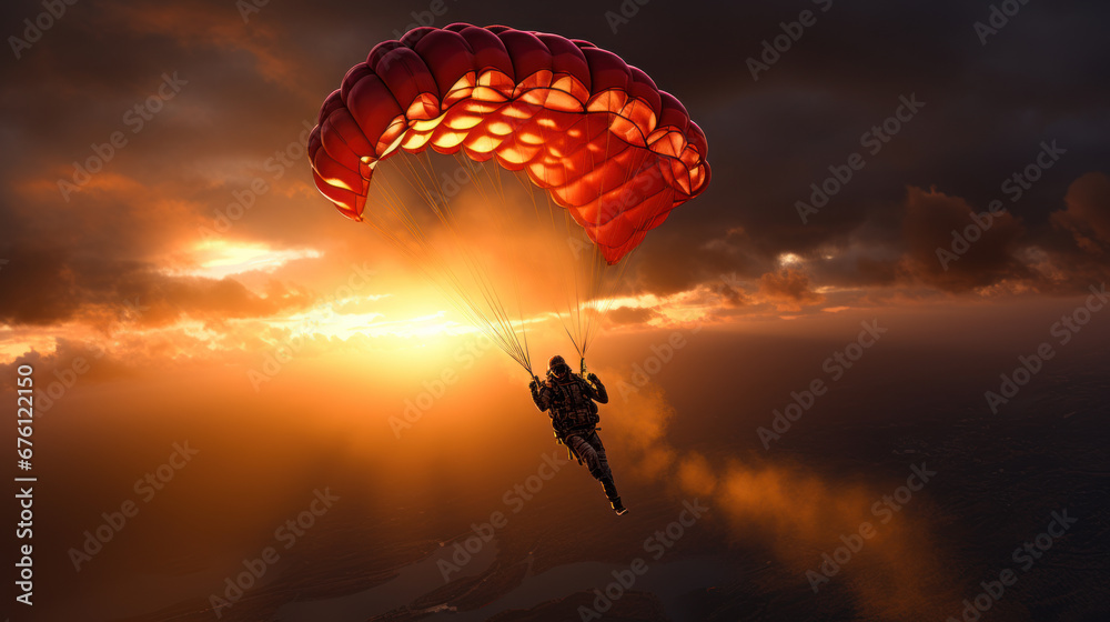 Paratrooper in the sky - obrazy, fototapety, plakaty 