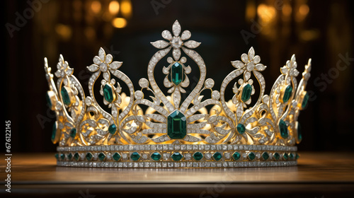 Royal crown with diamonds and emeralds