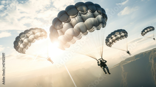 Paratroopers in the sky