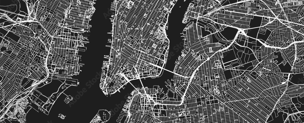Fototapeta premium City map New York USA, travel poster detailed urban street plan, vector illustration 