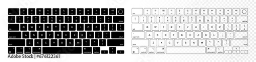 White and black color laptop computer keyboard on transparent background. Vector illustration