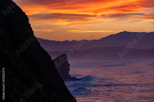 Cantabria coastline. Sunset photo
