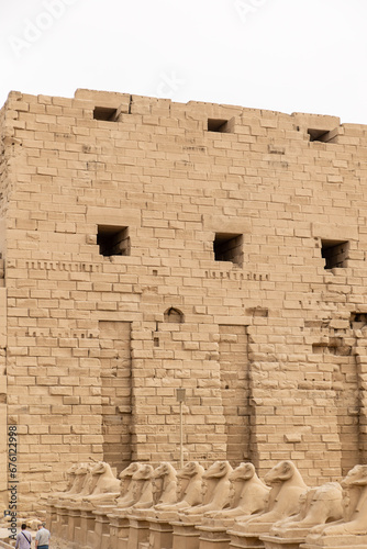 massive mud brick wall outside of Karnak Temple in Luxor Egypt