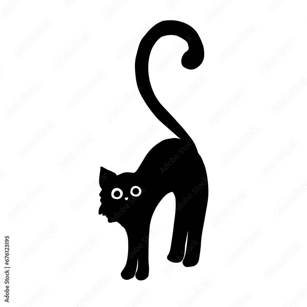 Silhouette of a black cat. Vector graphics. Silhouette of a black cat. Vector graphics.