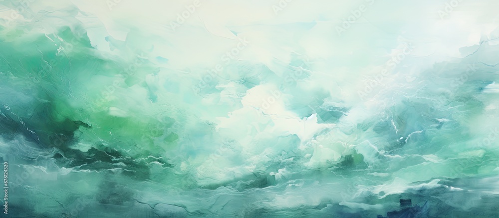 The abstract art illustration features a creative combination of white green and blue colors creating a vibrant background with a grunge texture and a unique pattern that elevates the overal