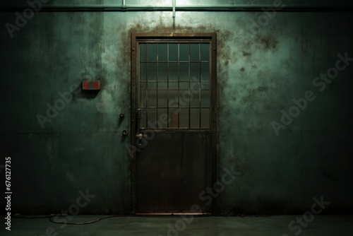 Door of an old prison. Background with selective focus and copy space