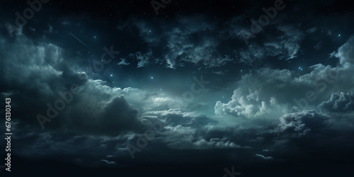 black blue dark teal night sky with clouds