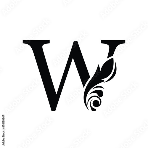 letter W. flower letters. Vintage ornament initial Alphabet. Logo vector