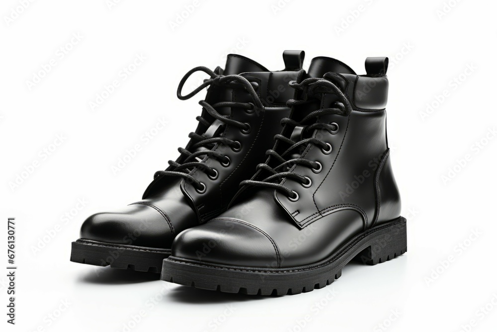 Classic black leather boots, Men’s black ankle boots, isolated on white background with clipping path Classic black leather boots, Men’s black ankle boots, isolated on white background with clipping path
