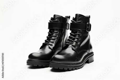 Classic black leather boots, Men’s black ankle boots, isolated on white background with clipping path © Werckmeister