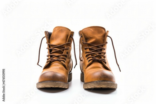 Classic brown leather boots, Men’s brown ankle boots, isolated on white background with clipping path © Werckmeister