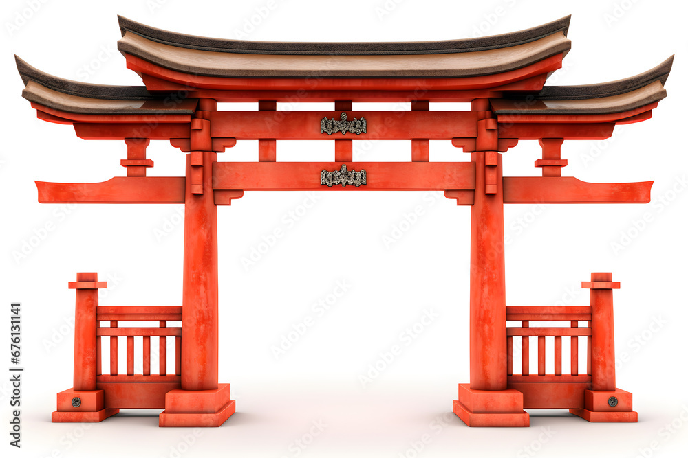 torii traditional japanese gate isolated on white background, - obrazy, fototapety, plakaty 