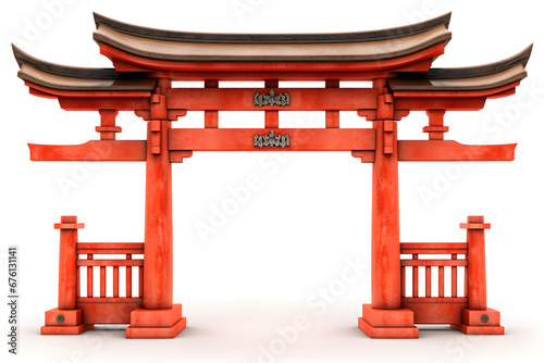 torii traditional japanese gate isolated on white background,