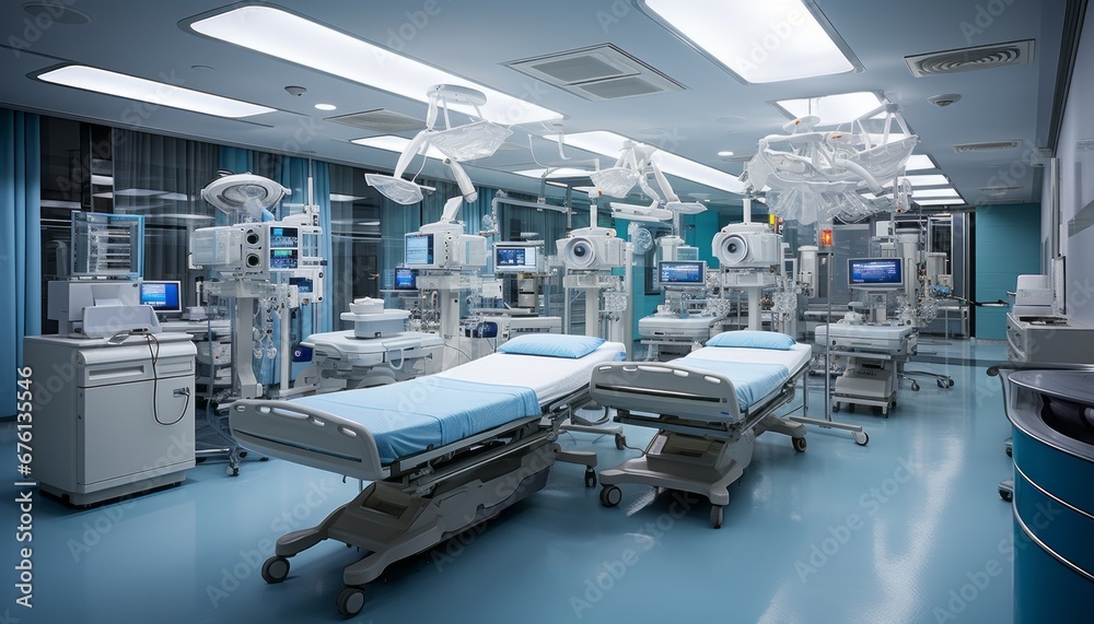 State of the art medical equipment and advanced devices in a contemporary operating room setting State of the art medical equipment and advanced devices in a contemporary operating room setting