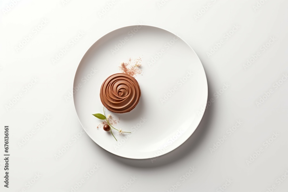 White plate placed on a white background Fine dinning White plate placed on a white background Fine dinning