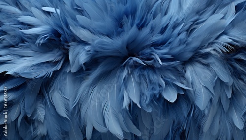 Intricate blue feather texture background featuring detailed digital art of large bird feathers