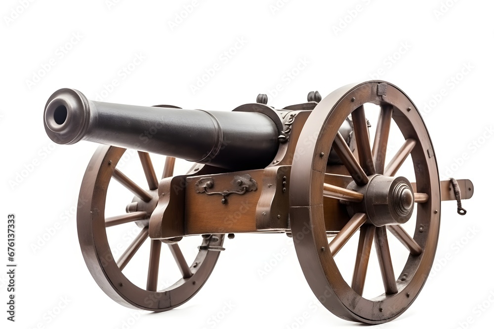 Old ancient cannon isolated on white background Old ancient cannon isolated on white background