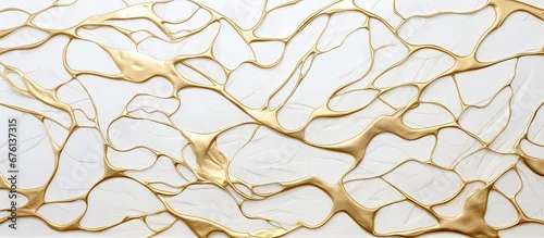 Panel kuchenny z motywem The abstract gold pattern with textured elements creates a stunning backdrop reminiscent of retro designs against a white background The incorporation of nature inspired elements adds a touc