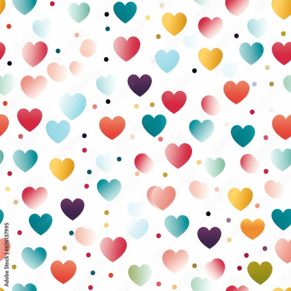 Delicate heart-shaped polka dots grace a white background.