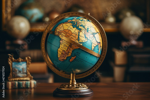 A vintage globe, showcasing the geopolitical landscape of past decades. Generative Ai.