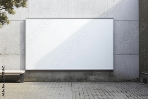 White canvas billboard on a stone gray wall in the street.  Mock up signboard © Werckmeister