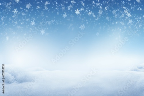 Random falling snow flakes wallpaper. Snowfall dust freeze granules. Snowfall sky white teal blue background. Many snowflakes background © Werckmeister