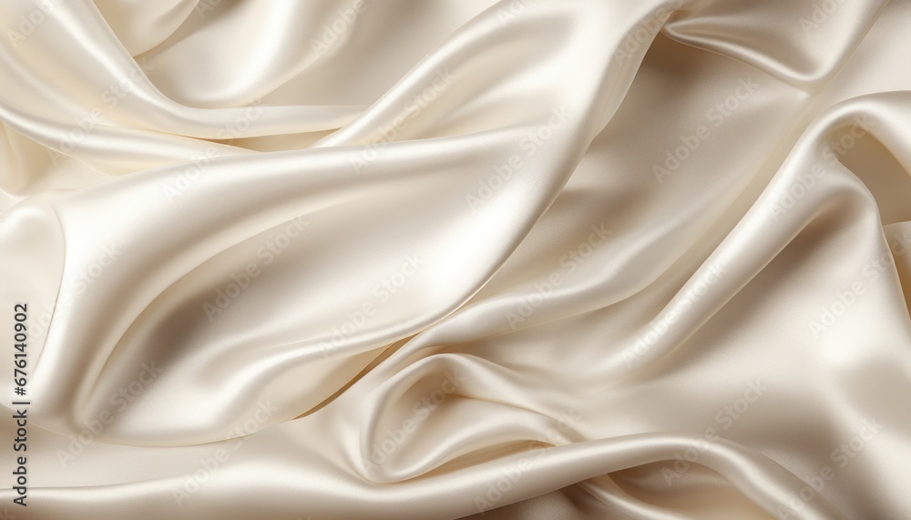 Closeup of elegant white silk fabric with slight crumpling   luxury background design and texture