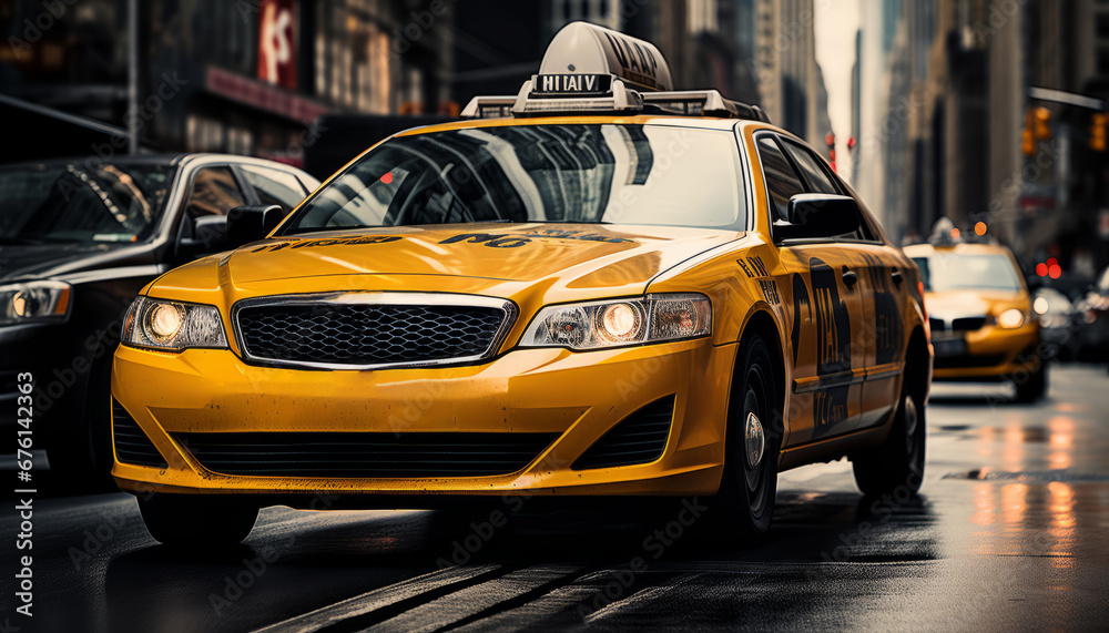 hustling yellow cabs in vibrant new york city  highquality 16k motion blur street scene