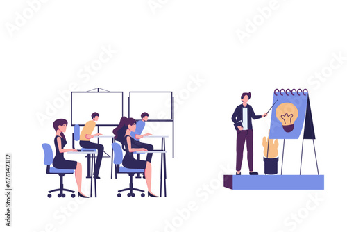 business meeting and training flat style illustration vector design