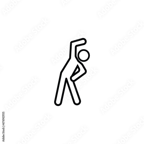 fitness exercise icon  workout in the gym or at home  sport body pose  flexible fit person  athlete thin line symbol