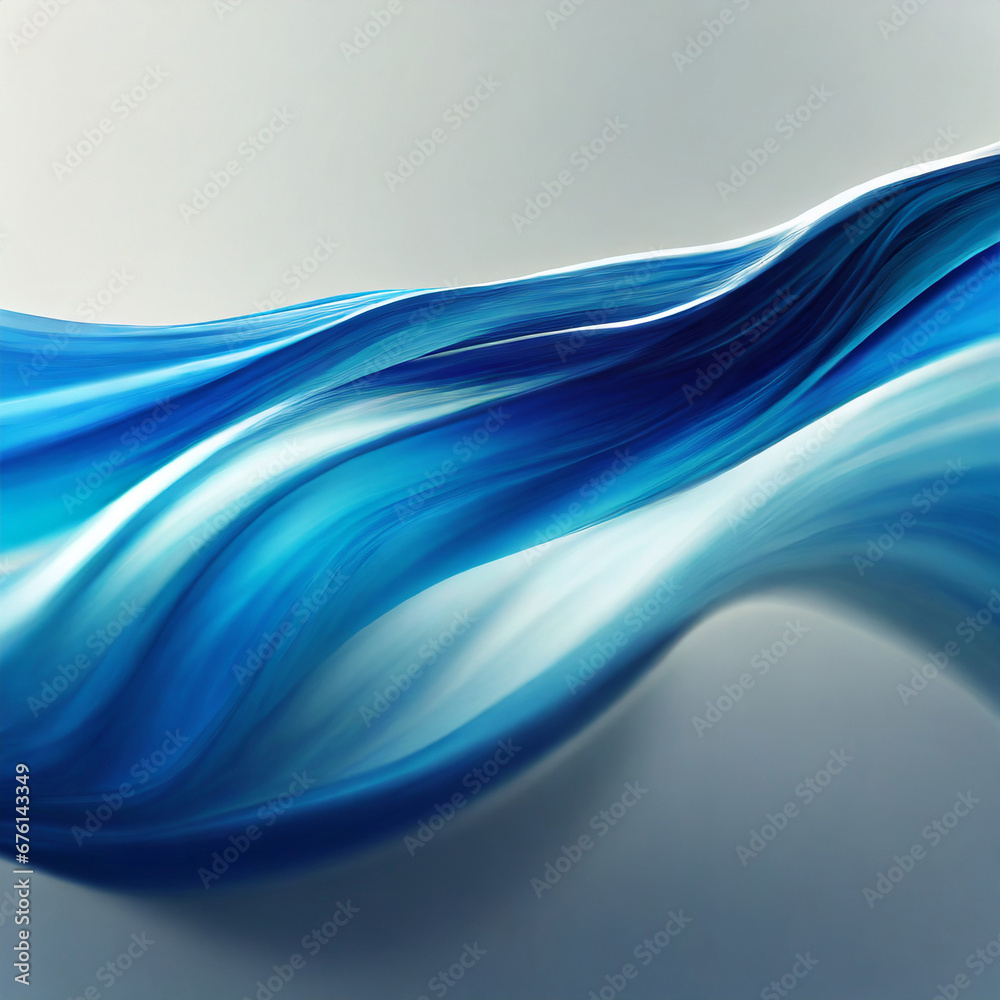 Fototapeta premium Blue smooth blurred liquid wave on white background