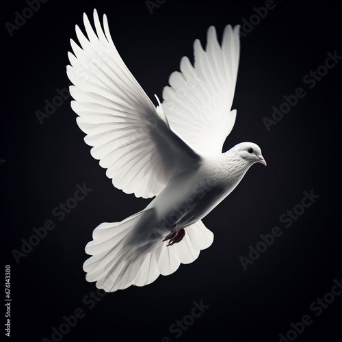 white dove isolated on black