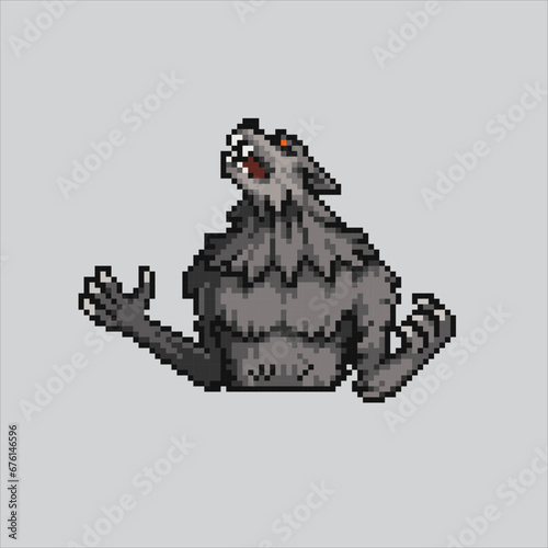 Pixel art illustration Werewolf. Pixelated Werewolf. Werewolf pixelated for the pixel art game and icon for website and video game. old school retro.
