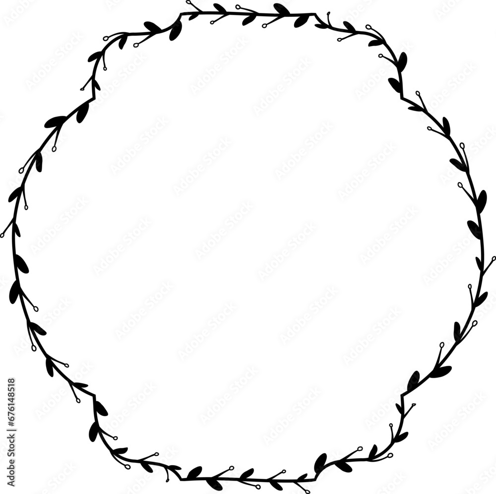 Obraz premium Horizontal Frame flower Wreath floral leaf borders square shape silhouette black decoration border Branch laurel wedding frames Botanical ornate Elements design badge decoration 