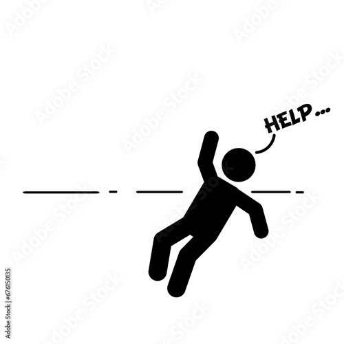 VECTOR ILLUSTRATION OF A PERSON IS DROWNING AND NEEDS HELP