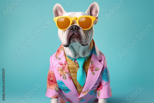Dressed cute dog in summer clothes © RealPeopleStudio