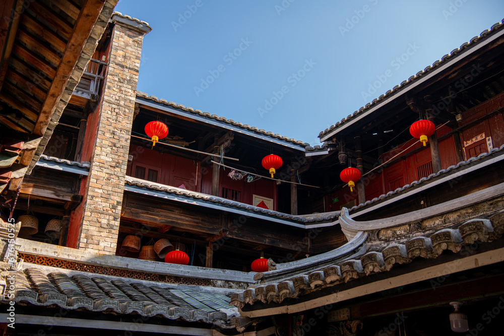 The interior roofs of Fujian earthen buildings in Hekeng village