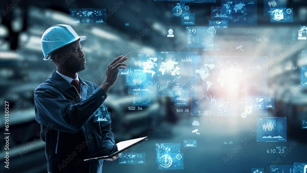 Engineer working in the factory and industrial technology concept. Factory automation. Industrial Internet of Things. IIoT.