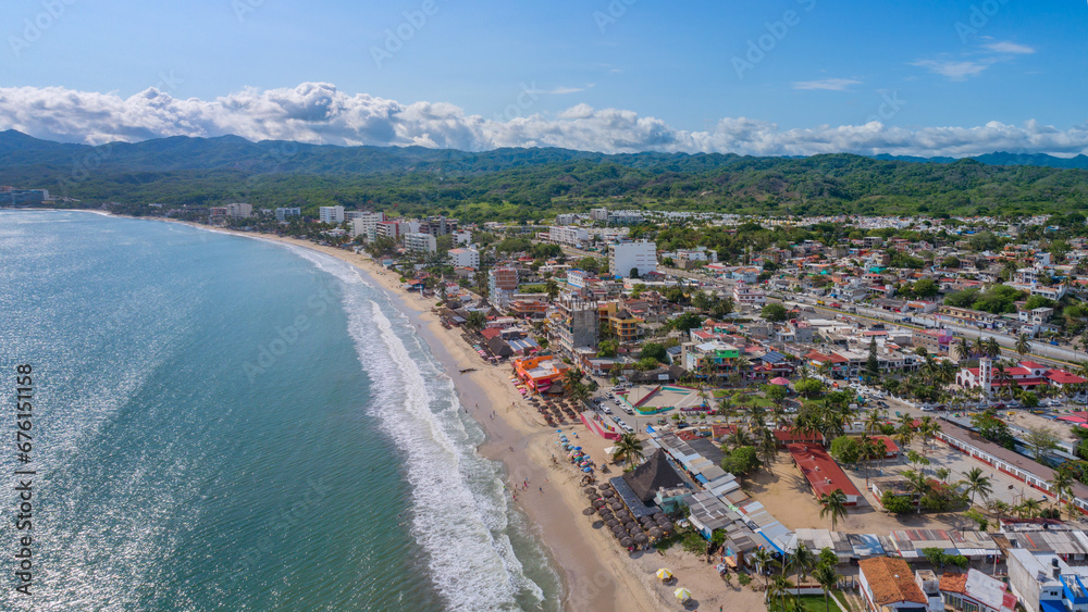 Aerial view of Bucerias town in Nayarit, Mexico