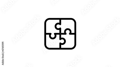 animated business related icons. puzzle, self development, chart, office. animated business graphic elements