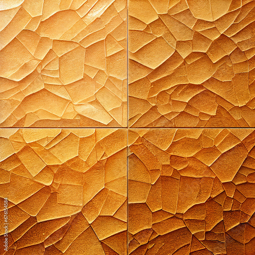 Fototapeta Naklejka Na Ścianę i Meble -  Orange and red stone tile floor or wall pattern for kitchen or bathroom